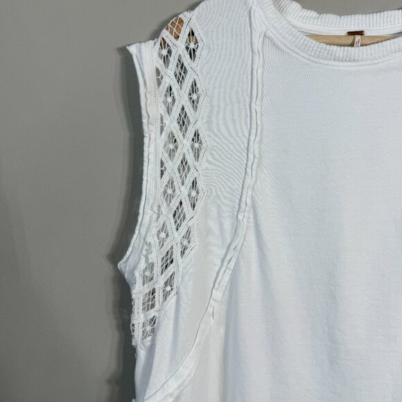Free People Table for Two Tee T-Shirt Women's Small White Lace Crochet Boho NWOT - Picture 9 of 14